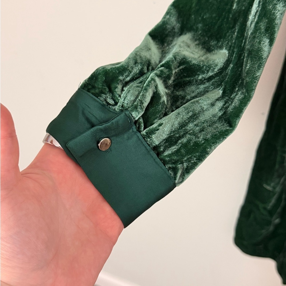Talbots Emerald Green Velvet Shirt Dress Size XL NWT - Picture 6 of 7